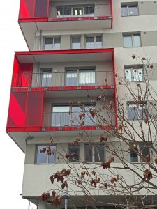Seestadt Vienna red balconies